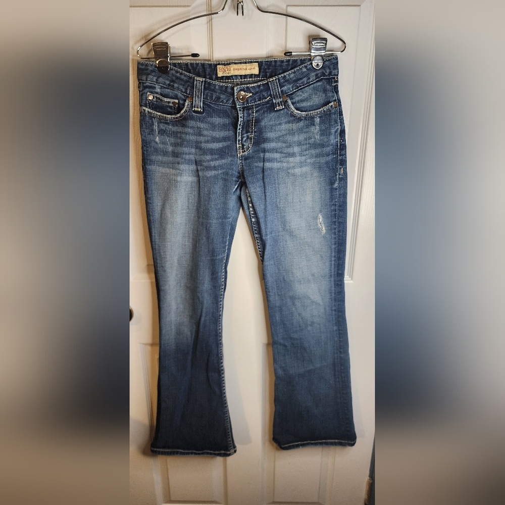 BKE Blue Boot Cut Jeans with Stretch and Faded Wash